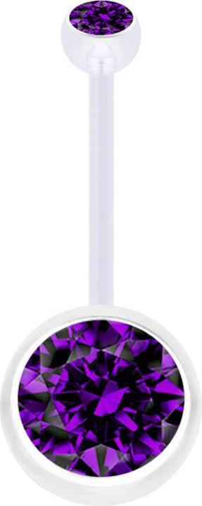 Actual product image Star Piercing Banane Schwangerschaft transparent mit zwei Kugeln Kristall gross violett (Bioflex, without brass)