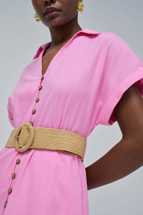 Image du produit Salsa Jeans Midikleid Linen Shirt Dress With Front Buttoned Belt (S)