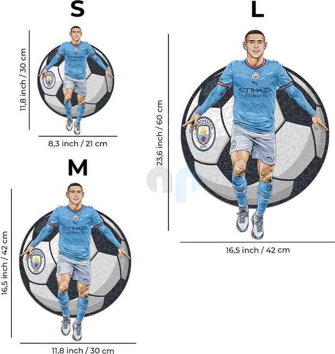Productafbeelding Iconic Man City FC - Phil Foden - Houten legpuzzel maat L (500 stukjes) (500 onderdelen)