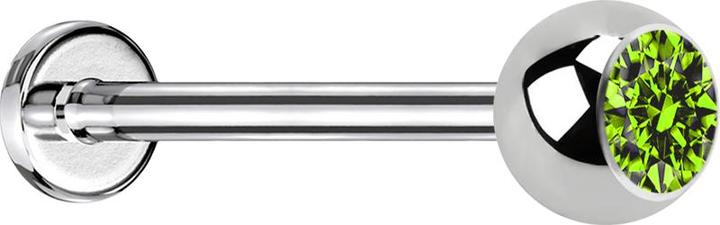 Produktbild Star Piercing Micro Labret silber mit Kugel und Kristall hellgrün (ohne Messing, Chirurgenstahl 316L)