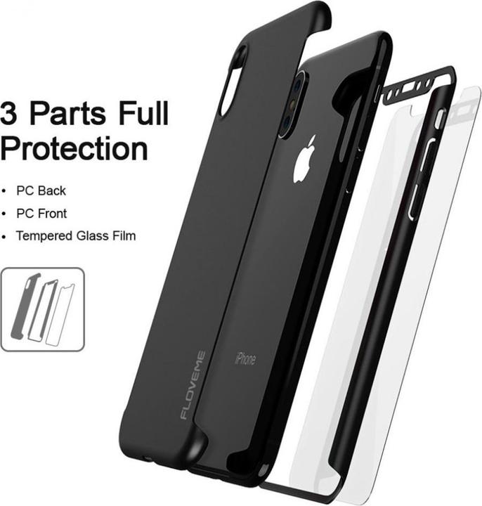 Immagine prodotto Floveme Custodia in vetro antiproiettile a 360 gradi per iPhone XS, protezione a 360 gradi (1 Pezzo/i, Apple iPhone XS)