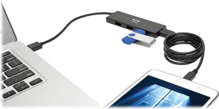 Actual product image Eaton 4-Port Ultra-Slim Portable USB 3.0 SuperSpeed Hub (USB-A, 4 Ports)