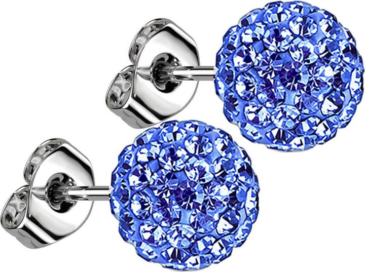 Produktbild Star Piercing Ohrstecker mit Kristallkugel aqua (Chirurgenstahl 316L, ohne Messing)