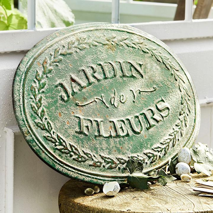 Actual product image Loberon Deco Sign Jardin de Fleurs antique green