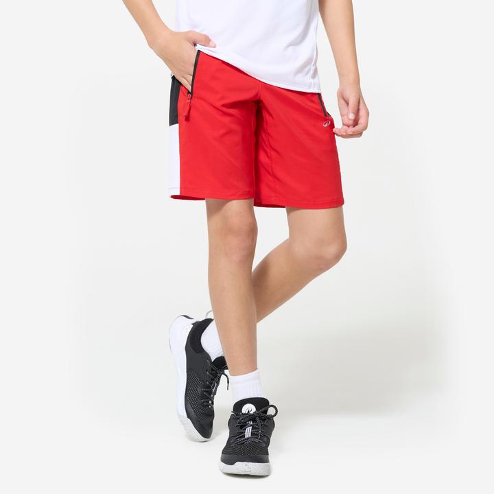 Decathlon Shorts Sporthose Kinder atmungsaktiv - rot/weiss (12, 13, 14)