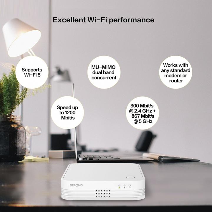 Immagine prodotto Strong Kit domestico Atria Wi-Fi Mesh 1200v2 (867 Mbit/s, 300 Mbit/s)