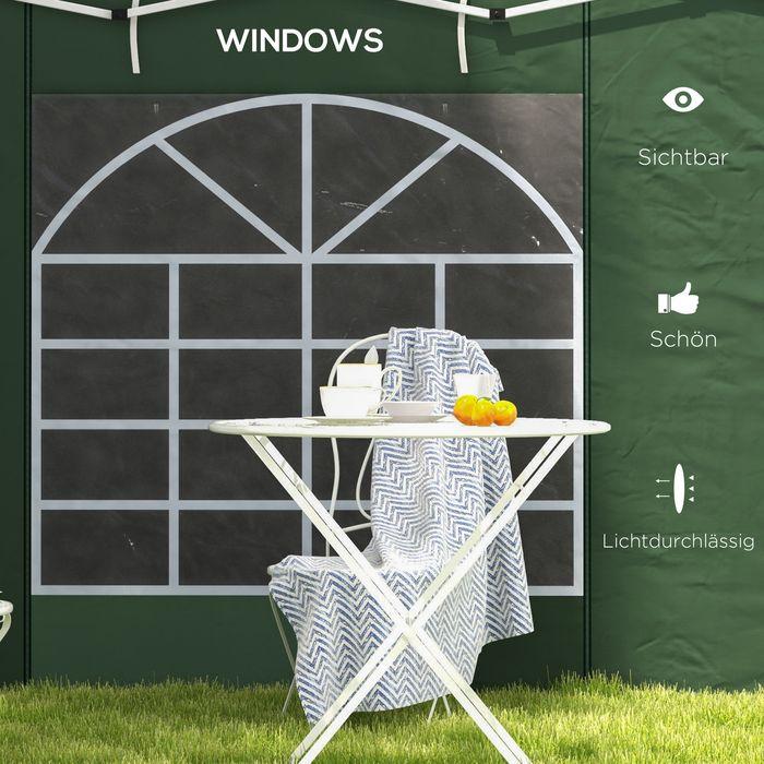 Produktbild Swisshandel24 2er-Set Seitenteile für Pavillon 3x3/3x6 m, Klettverschluss, Oxfordstoff, Grün (195 cm, 295 cm)