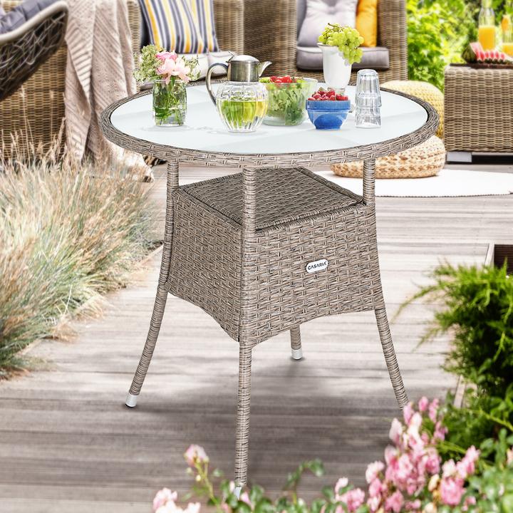 Image du produit Casaria Table de balcon en poly rotin (60 cm)