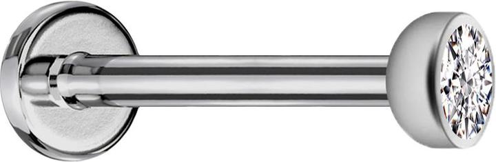 Star Piercing Micro Labret Innengewinde silber mit Halbkugel Kristall silber (ohne Messing, Titan G23)