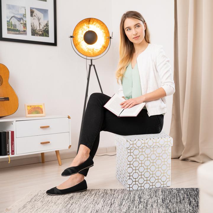Image du produit Relaxdays Tabouret pliable, rembourré avec couvercle