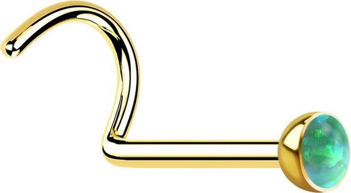 Image du produit Star Piercing Nasenstecker gebogen vergoldet mit Opal grün (sans laiton, Acier chirurgical 316L)