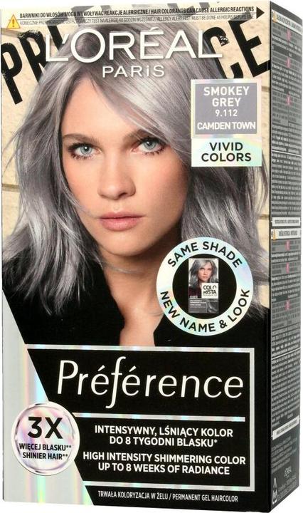 Image du produit L'Oréal Paris L'Oréal Préférence Vivid Colors Teinture pour cheveux 9.112 Smokey Grey (9.112 Smokey Grey)