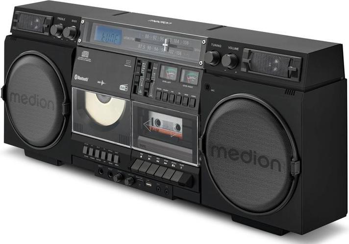 Produktbild Medion LIFE® P66538 Retro-Boombox DAB+/PLL-UKW Radio, Bluetooth® 5.3 für das Abspielen von Smartphone & Co (FM, DAB+, Bluetooth)