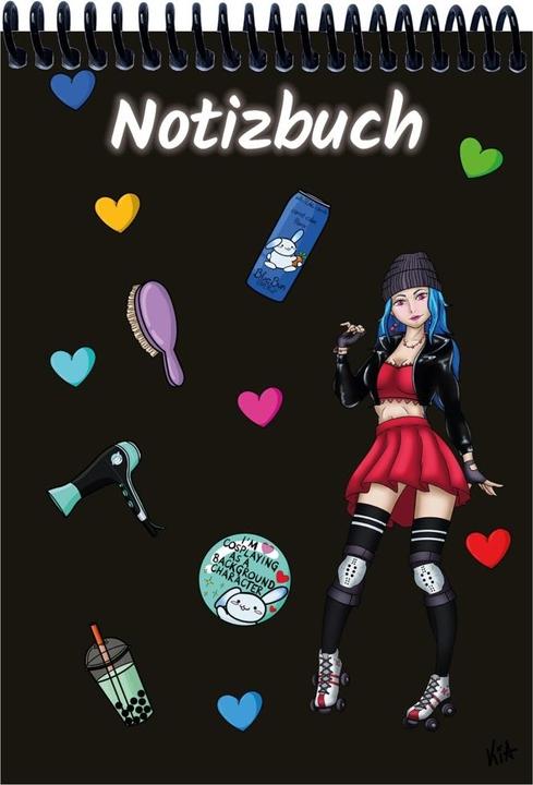 Image du produit A 4 carnet de notes Manga Enora, noir, lin (A4, À rayures)