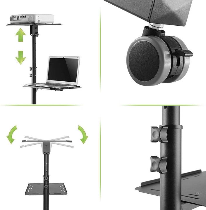 Produktbild Techly Uchwyt do projektorów Wózek Stolik Prezentacyjny do Projektora i Notebooka Mobilny