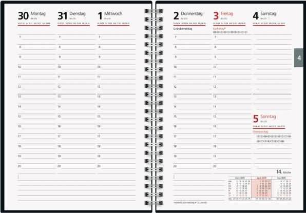 Actual product image rido/idé 7021102905 Book calendar model futura 2 (2025)| 2 pages = 1 week| A5| 160 pages| PP (German)