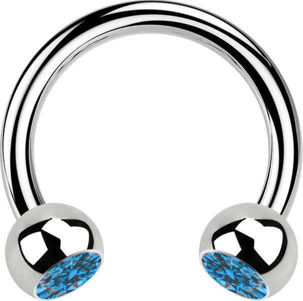Immagine prodotto Star Piercing Micro Circular Barbell in argento con due sfere di cristallo azzurro (Acciaio chirurgico 316L, senza ottone)