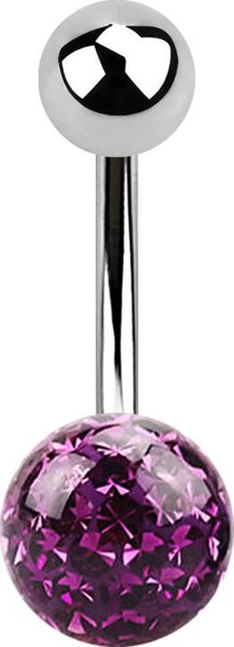 Immagine prodotto Star Piercing Banana argento con sfera e sfera di cristallo viola strato protettivo epossidico (Acciaio chirurgico 316L)