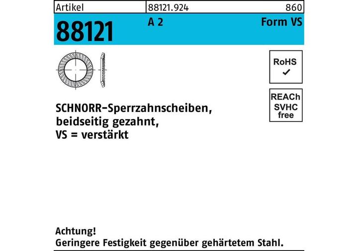 Produktbild Schnorr Sperrzahnscheibe R 88121 beidseitig gezahnt VS 12 x18 x1,5 A 2