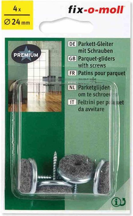 Fix-o-moll Parquet glides with screw (Felt blanc, 4 Piece)