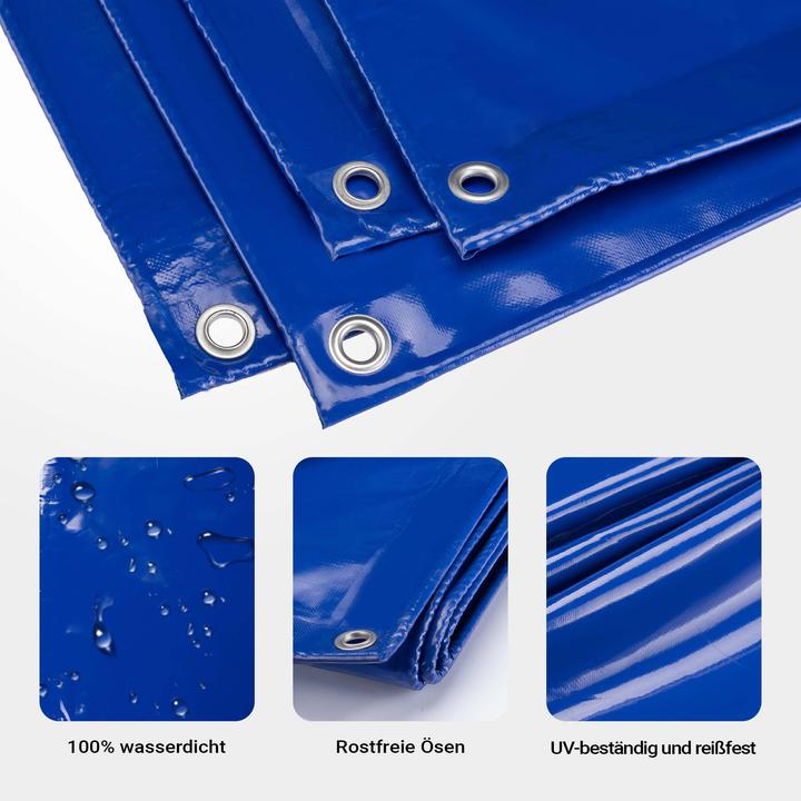 Produktbild Wiltec Abdeckplane wetterfest blau 3x5m Polyester Gartenplane 650g/m² Ösen Plane