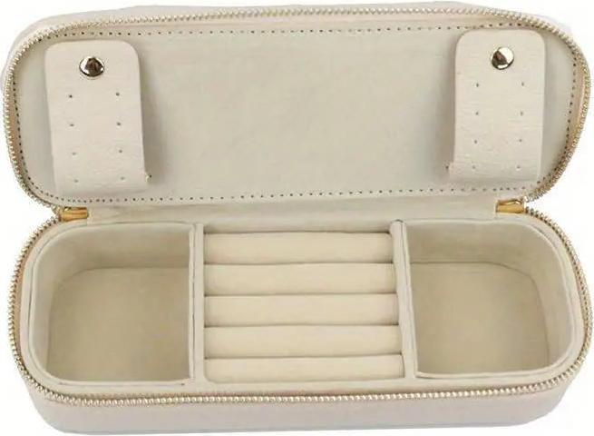 Image du produit Only-Bags.Store Trousse de maquillage double couche de grande capacité, boîte à bijoux en cuir PU de couleur unie