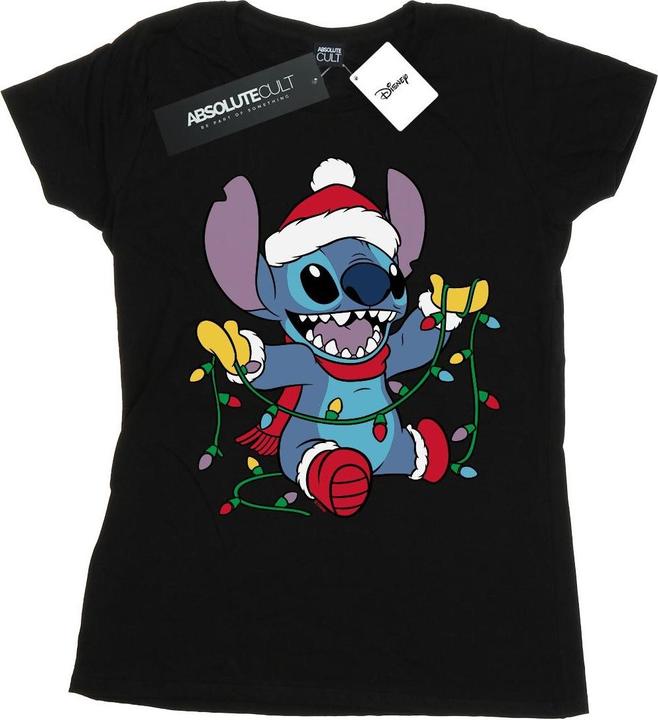 Actual product image Disney Womens/Ladies Lilo And Stitch Christmas Lights Cotton T-Shirt (M)
