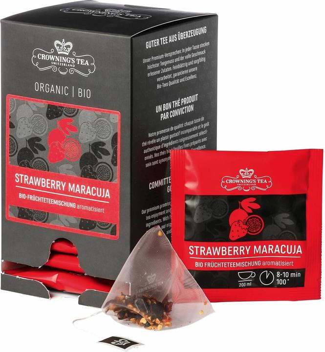 Crowning's Tea Teebeutel Bio Strawberry-Maracuja 15 Stück (95 g)