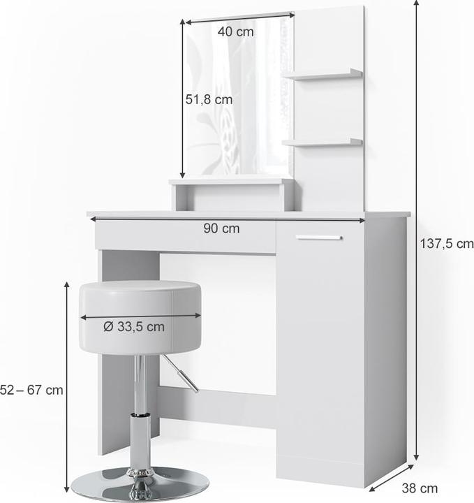 Produktbild Vicco Julia mit Hocker (90 x 38 x 137.5 cm)