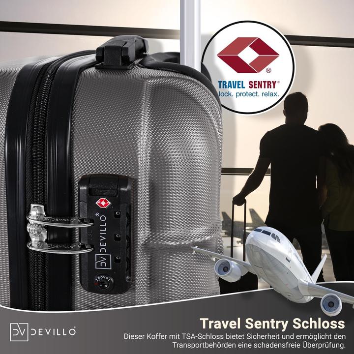 Produktbild Devillo Hartschalenkofferset (120 l, Handgepäck (bis 50l), M (50 - 90l), L (90 - 115l), XL (ab 115l))