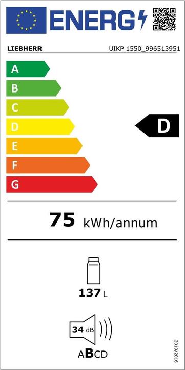 Etichetta energetica Liebherr Frigorifero sottobanco integrato (137 l)