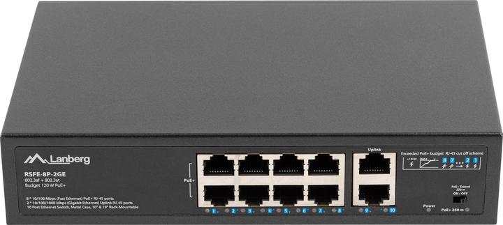 Lanberg RSFE-8P-2GE-120 network switch Unmanaged Gigabit Ethernet (10/100/1000) Power over Ethernet (10 Ports)