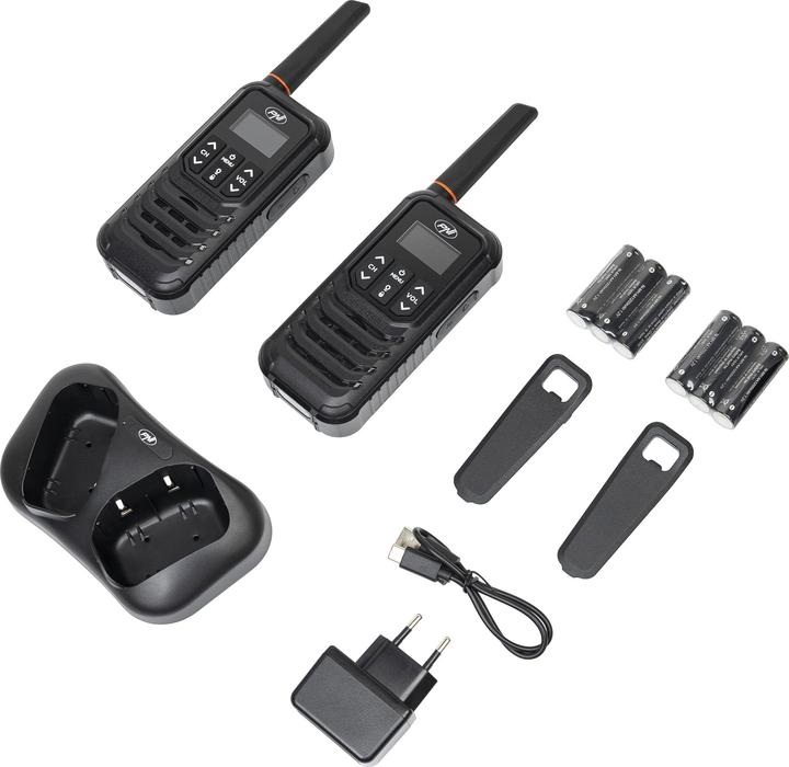 Actual product image PNI Portable radio PMR R80 PRO, set of 2, 0.5 W, 16 channels, waterproof IP67, with LED torch