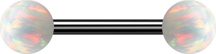 Actual product image Star Piercing Barbell black with two balls opal white (without brass, Surgical steel 316L)