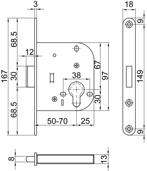 Actual product image MSL Mortise tack 1503 (Mortise lock)
