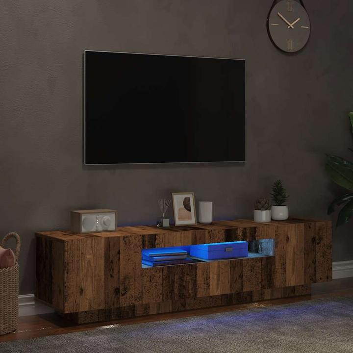 Produktbild VidaXL TV-Schrank mit LED-Leuchten Altholz-Optik 160x35x40 cm TV-Möbel (160 x 35 x 40 cm)