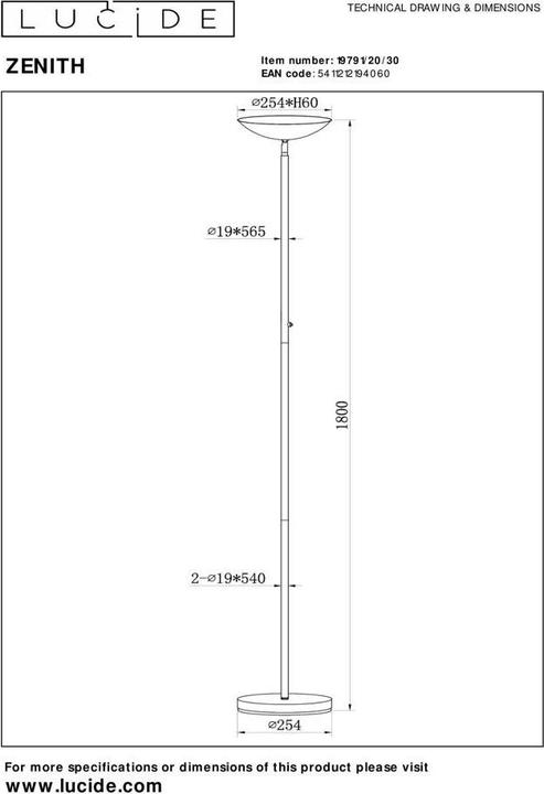 Nährwerte und Zutaten Lucide Zenith (2200 lm)
