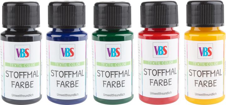 Produktbild VBS Stoffmalfarbe "Grundfarben-Set", 5 Farben à 50 ml (Multi, 50 ml)