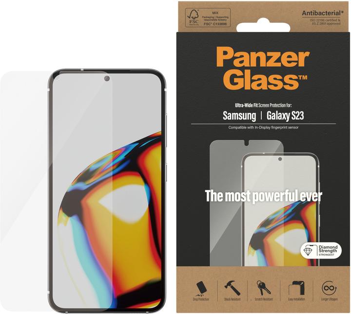 PanzerGlass Screen Protector Ultra Wide Fit Galaxy S23 (1 Piece, Samsung Galaxy S23)
