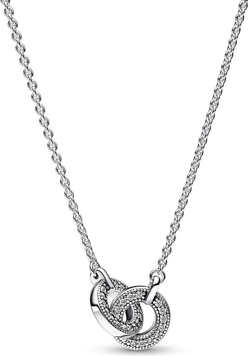 Pandora Signature Intertwined Pavé Pendant Halskette (Sterling Silber 925, 45 cm)