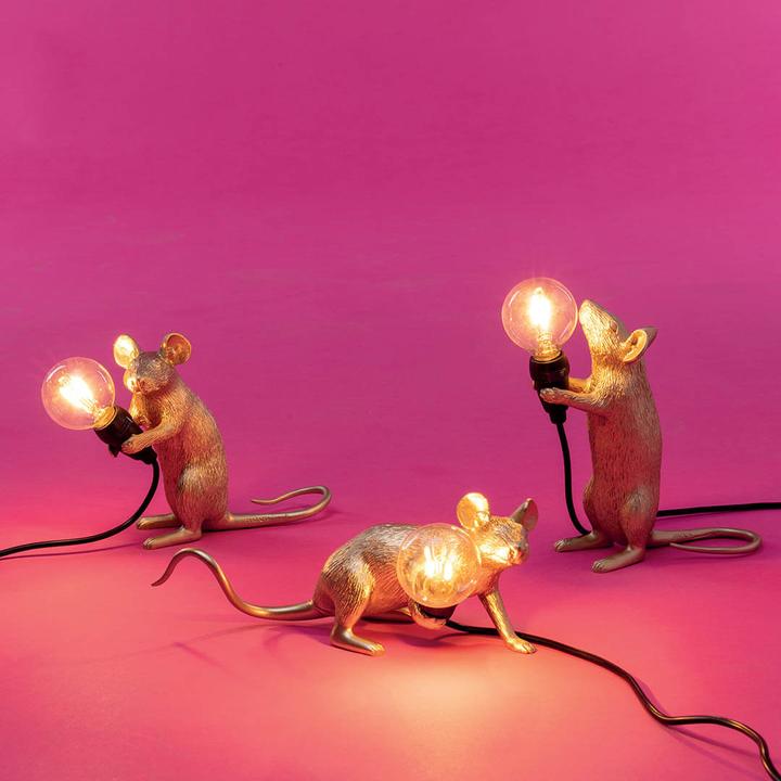 Actual product image Seletti Mouse Lamp Mac Sitting Table Lamp Gold (90 lm, E14)