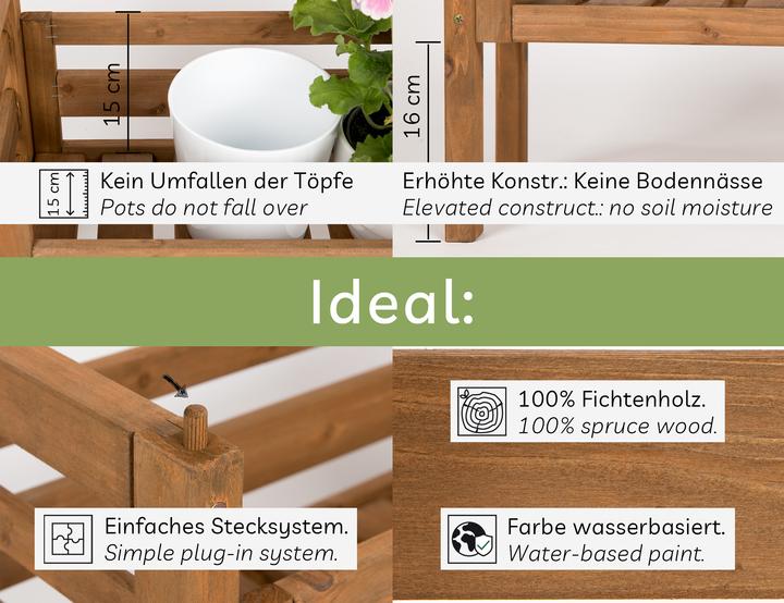 Immagine prodotto Needs&Wants Multi-Pflanzenständer "Placy2" mit 3 Kästen, Fichte (braun)