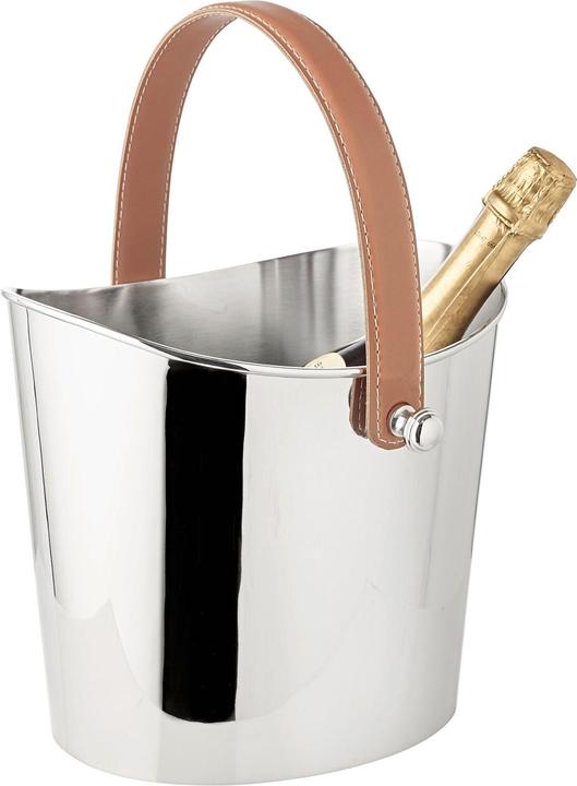 Actual product image Edzard Gilbert stainless steel ice bucket & wine cooler with leather handle 28 x 21 cm
