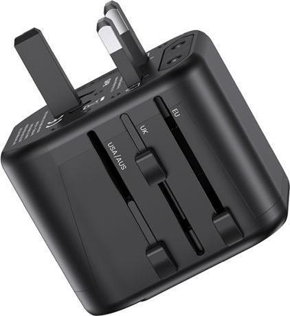 Actual product image Usams Ład. siec. 2xUSB T55 12W adapter 4w1 US/AU/EU/UK czarny/black CC173TC01 (US-CC173) Univesal Tr