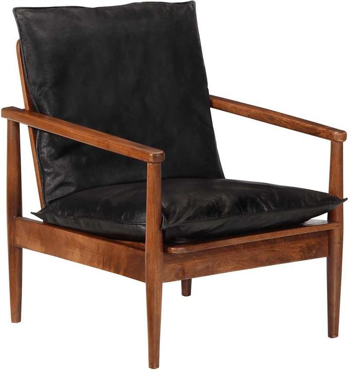 Produktbild VidaXL Sessel Schwarz Echtleder und Massivholz Akazie,Farbe