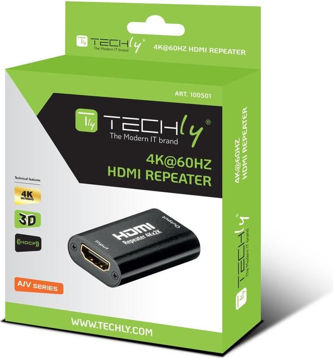 Actual product image Techly HDMI 2.0 4K Repeater YUV 4:4:4
