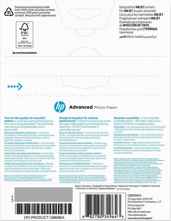 Image du produit HP Q8696a (250 g/m², 13 x 18 cm, 25 x)
