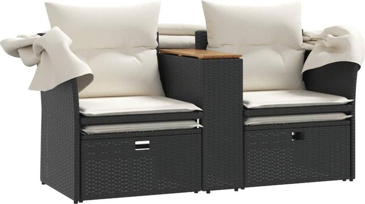 Produktbild VidaXL Gartensofa 2-Sitzer mit Dach und Hockern