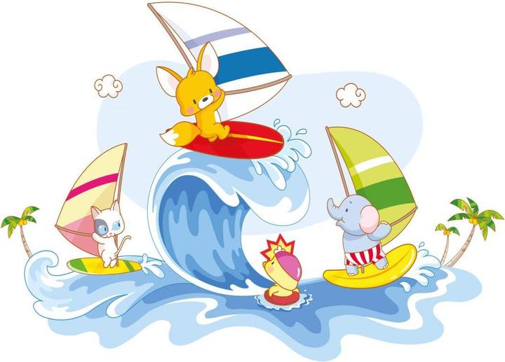 Actual product image Trenddeko The four animal friends - water games (60 x 43 cm)