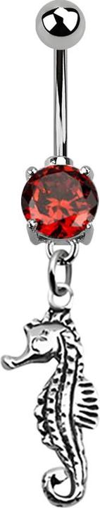 Produktbild Star Piercing Banane silber mit Anhänger Seepferdchen orange (Chirurgenstahl 316L, ohne Messing, 925 Sterlingsilber)